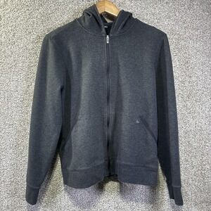 Travis Mathew Hoodie Womens Large Gray‎ Full Zip Fleece Logo Sweatshirt Golf